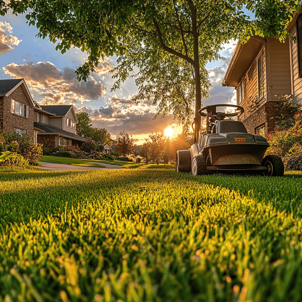 Lawn mowing services at a house in Dublin, Ohio by Barker Property Maintenance